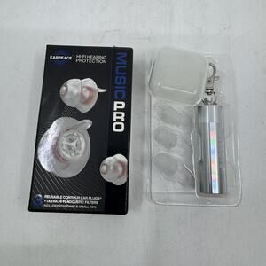 Music Pro White Reusable Earplugs with Metallic Case